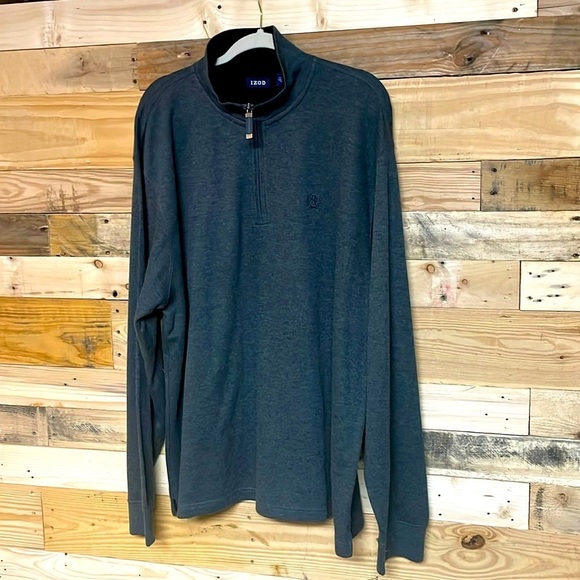 IZOD size XXL gray mock neck long sleeve shirt with quarter zip - Picture 1 of 9